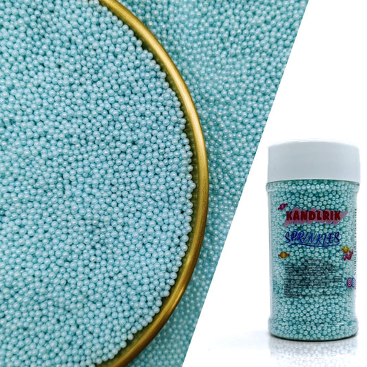 Edible Light Blue Pearl Sugar Sprinkles Candy 2mm Mini Pearls Cake Decorations Cupcake Toppers Cookie Decorating Perfect for Wedding Party Valentine Halloween Christmas Supplies 3OZ