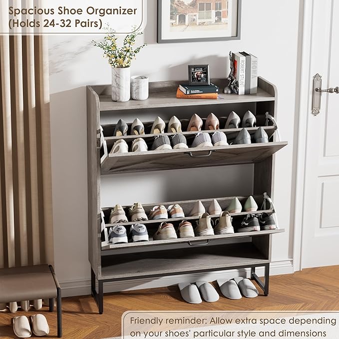 Nicetree Shoe Cabinet Storage for Entryway, Narrow Shoe Storage Cabinet - Image 4