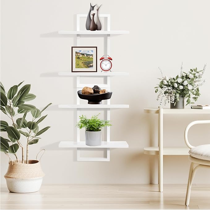 PHOENANCEE Floating Shelves for Wall, Display Hanging Shelf Set of 2, Modern - Image 2