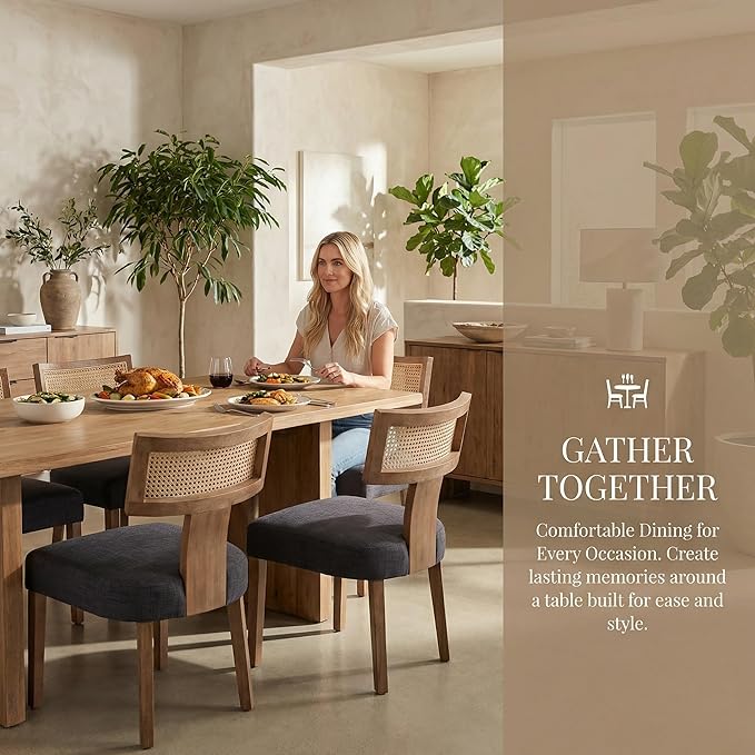 VESCASA Linen Upholstered Dining Chairs - Image 2