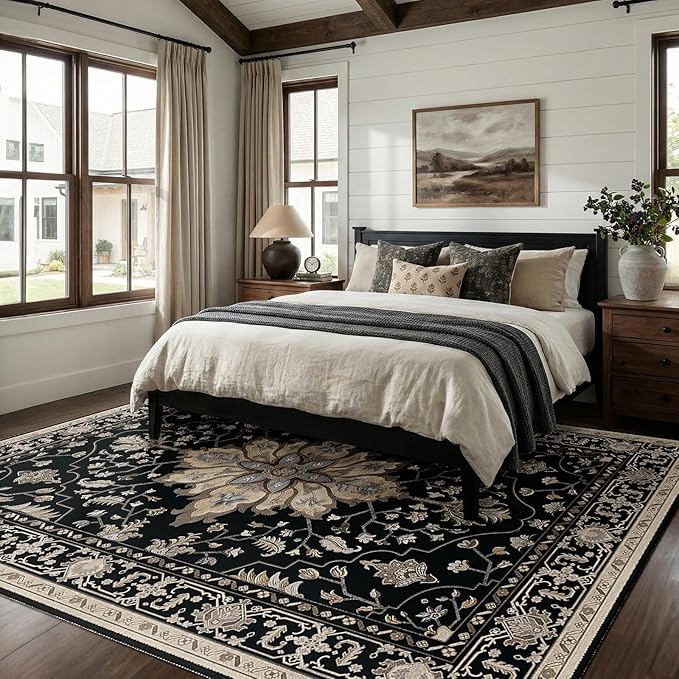 RELEANY Area Rugs 6'x8' Washable Non-Slip, Floral Vintage Distress Print - Image 3