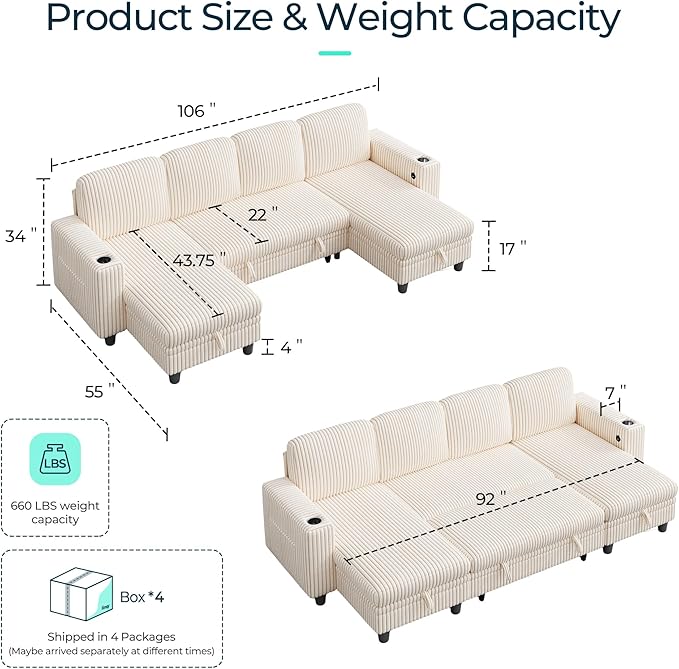 LINSY HOME Sectional Sleeper Sofa - Image 2