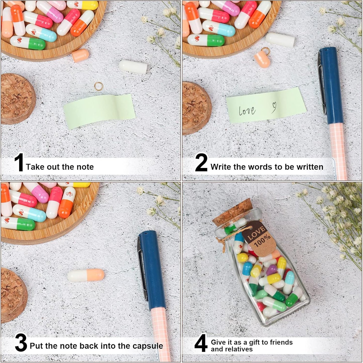 Valentines Day Gift for Boyfriend Girlfriend -Capsule Letters Message in a Glass Bottle for Birthday Anniversary Valentines Mothers Day Gifts (Style2-80pcs)