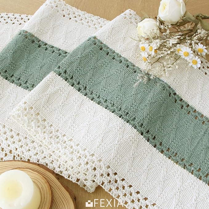FEXIA Sage Green Table Runner 72 Inches Long - Image 3