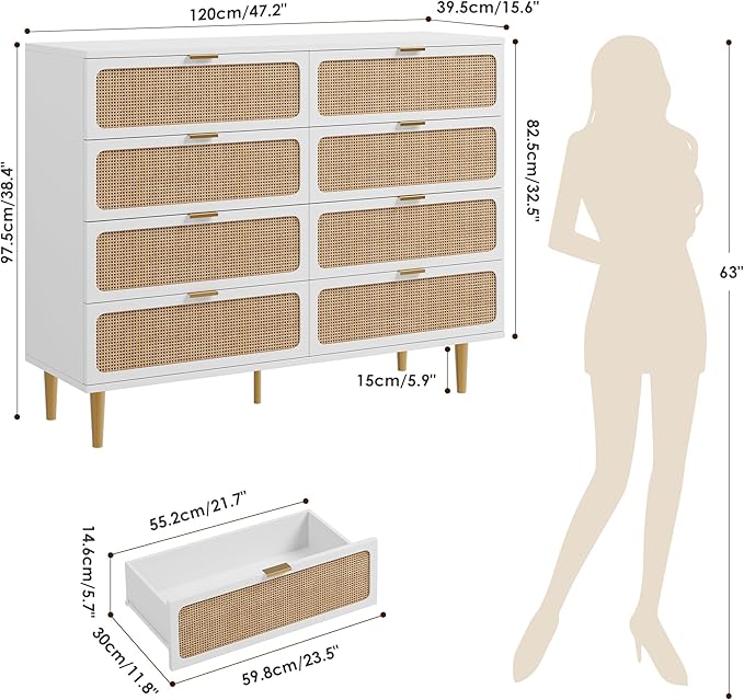 GarveeHome Rattan 8 Drawer Dressers - Image 2
