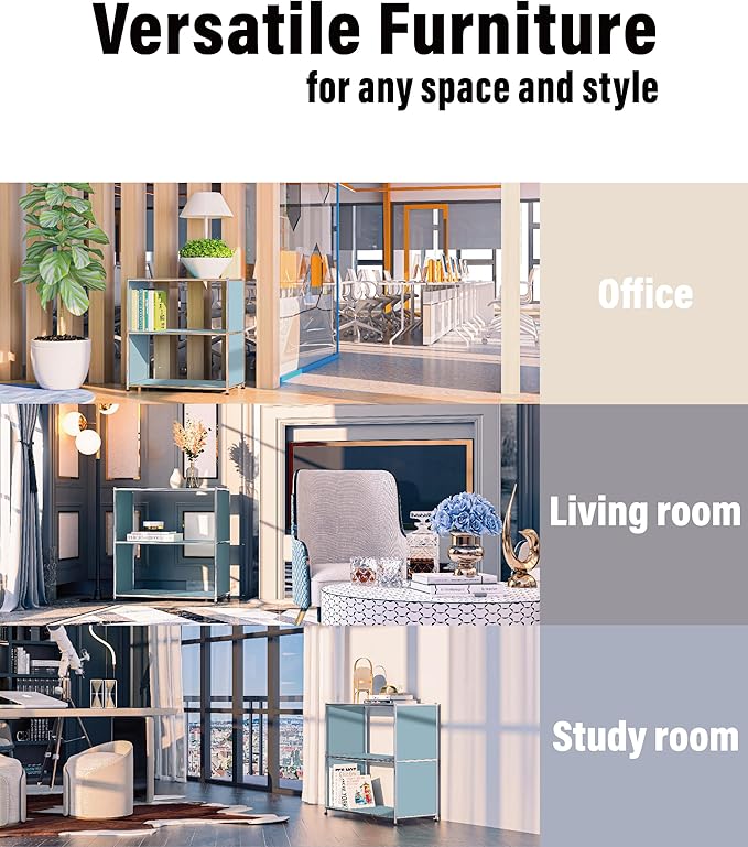 32-Inch 2-Tier Metal Bookcase, Open Shelf Storage Organizer - Image 6