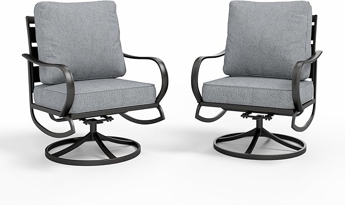 Sophia & William 2 Pieces Patio Furniture Sets Metal Sofa Chairs Patio Cushion by SophiaWilliam