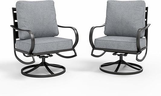 Sophia & William 2 Pieces Patio Furniture Sets Metal Sofa Chairs Patio Cushion by SophiaWilliam