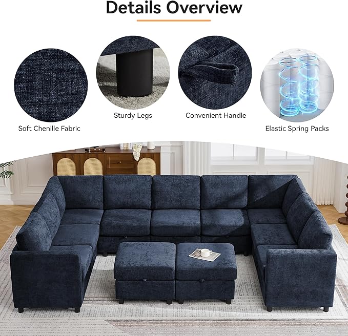 127'' Oversized U Shaped Modular Sofa, Sectional Couches - Image 5