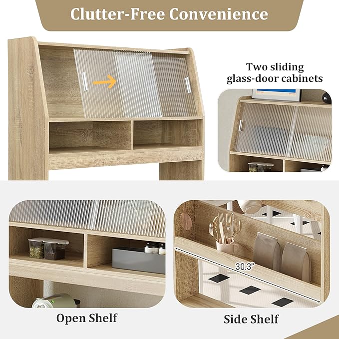 Spaco 2-in-1 Folding Dining Table and Buffet Cabinet Set, Compact Pull-Out - Image 8