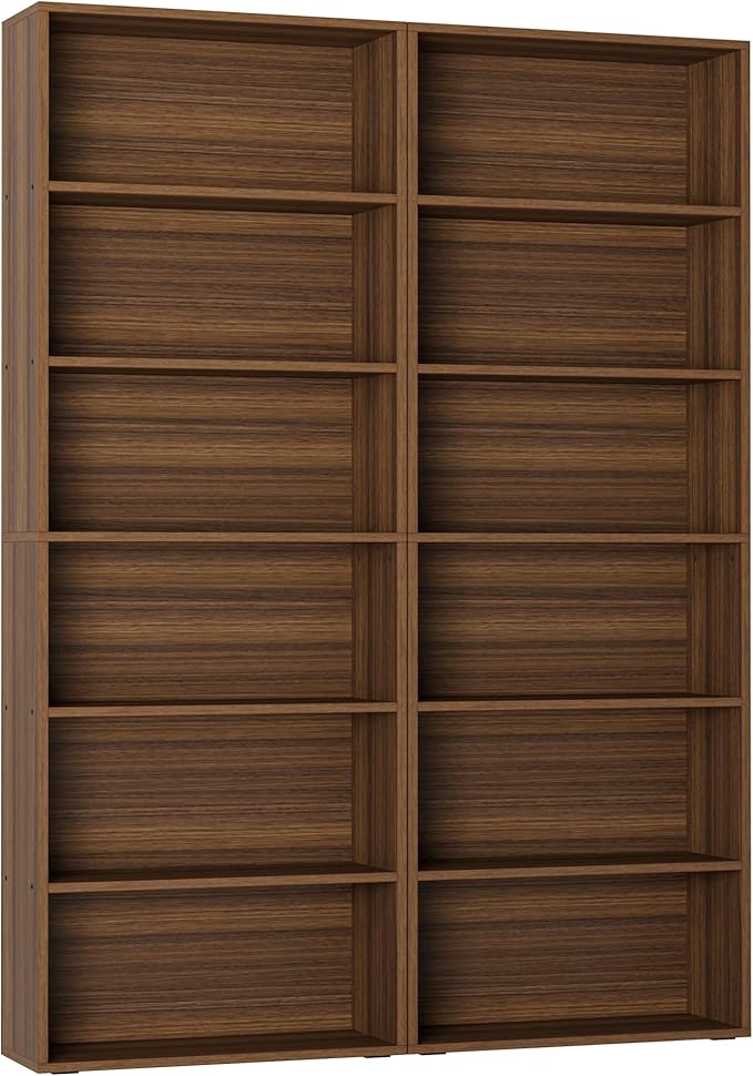 IRONCK Bookshelves and Bookcases Set of 2 Floor Standing 6 Tiers Display - Image 3