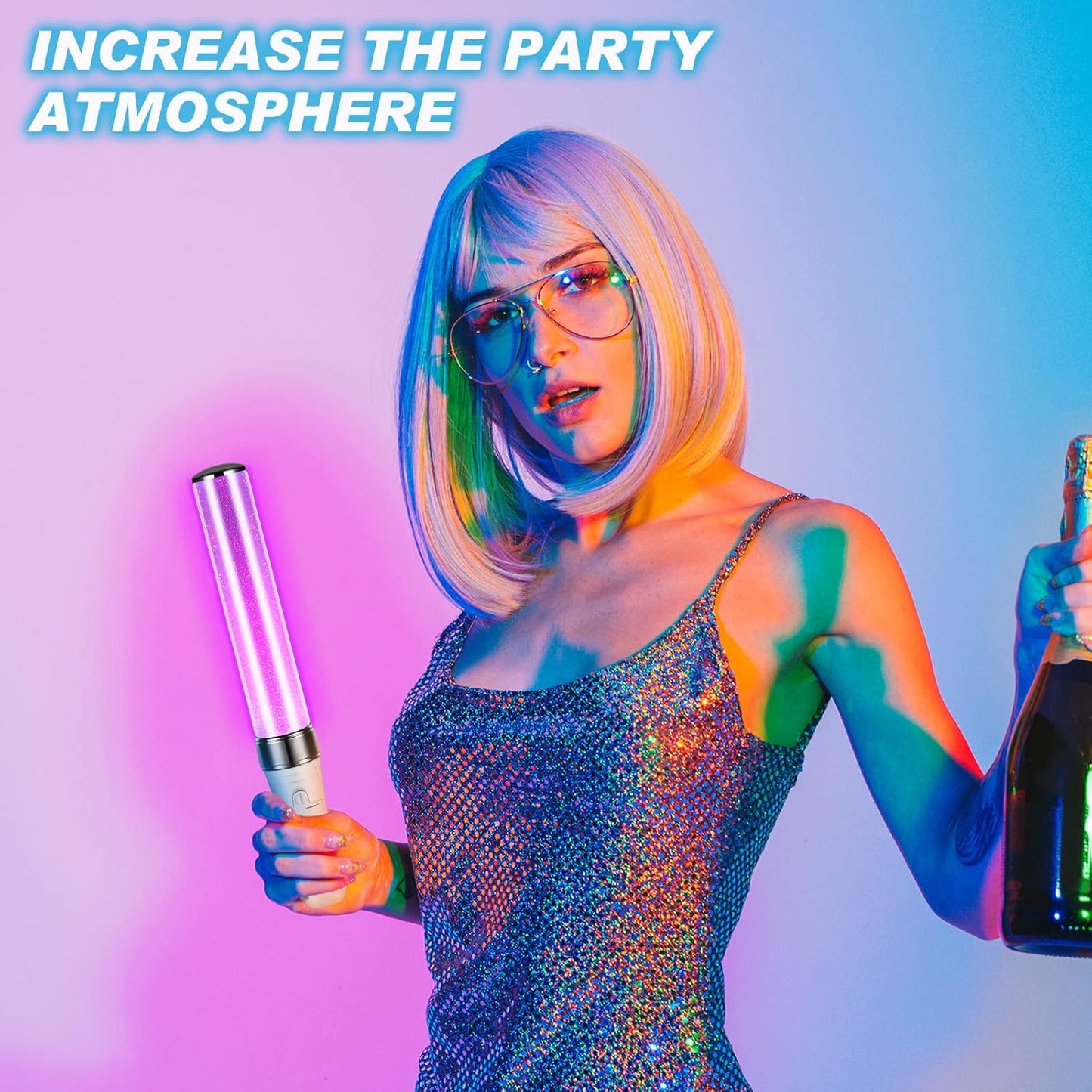 Lewtemi 2 Pcs 15 Color K-pop Concert Lightstick Reusable 2 Modes Multicolor Idol Concert LED Flashing Lightsticks Hip-hop Gift Glow in the Dark Party Favor (9.8 Inch)