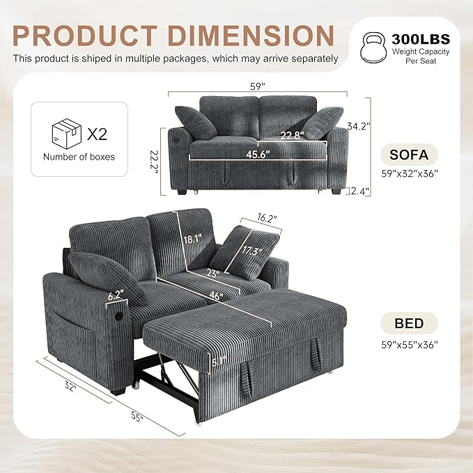 Hanherry 59" Loveseat Sofa - Image 3