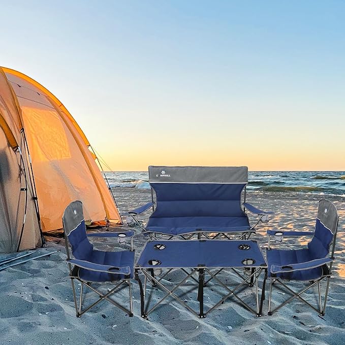 Camping Chair Set of 3, Outdoor Folding Camping Chairs - Image 2