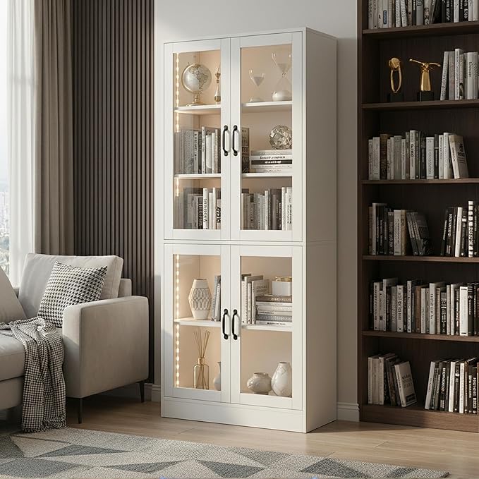 holzart Modern White 5-Tier Display Cabinet - Image 3