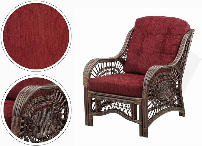 Malibu Lounge Set of 4: 2 Natural Rattan Wicker Chairs, Three-Seater Sofa - Image 4