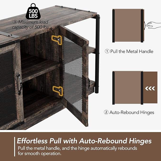 GarveeHome TV Stand for 65+ Inch TV, Rustic Entertainment Center TV Media - Image 3