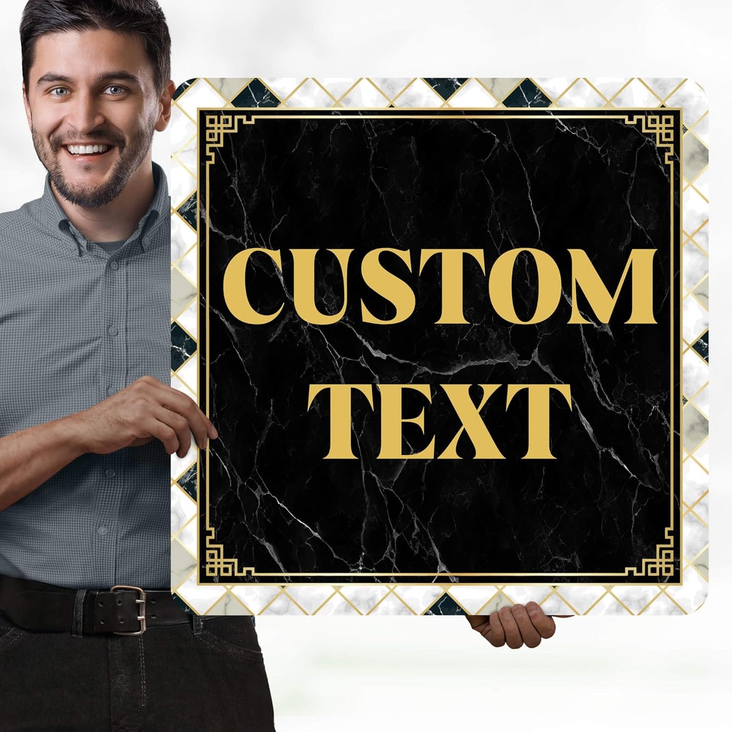 Custom Sign, Custom Street Sign, 11 Font Colors, 13 Font Styles, 4 Hole Options, 22 Sizes, 24x24 Inches, Rust Free DiBound, Fade Resistant, Made in USA by My Sign Center (Marble Tile)