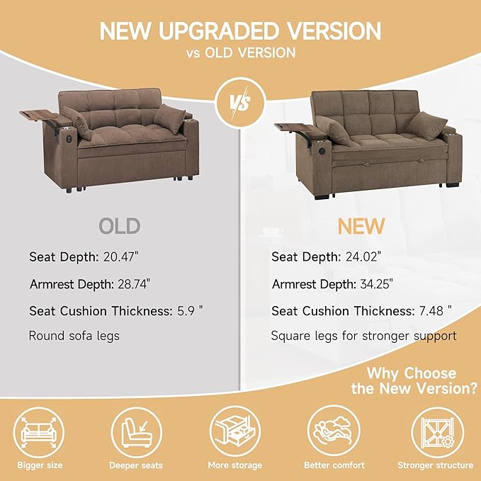 Auvsoce 65'' Chaise Lounge Chair Indoor, 3-in-1 Convertible Sofa Bed - Image 6