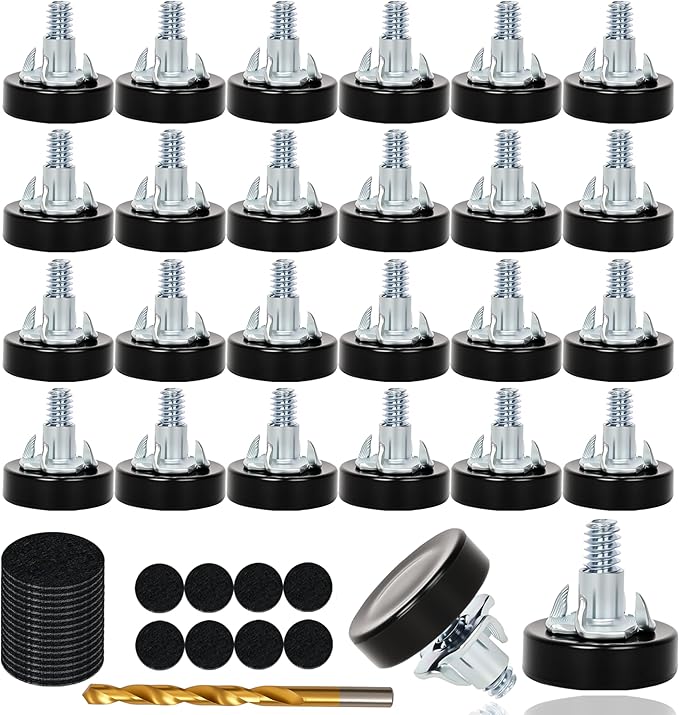 24 PCS 1/4" Thread Furniture Feet Levelers, Furniture Leveling Feet by Eunenete