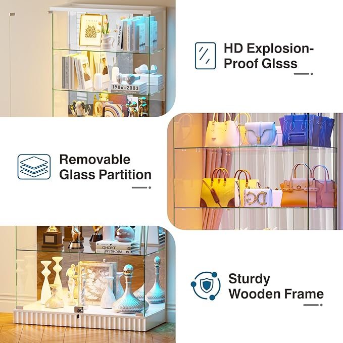 HNEBC 5 Tier Glass Display Cabinet, 66.9" Curio Cabinet - Image 9