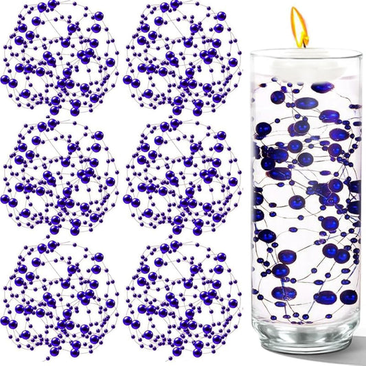 50 PCS Artificial Floating Beads for Centerpieces Vases, Dark Purple 8+3mm String Beads for Wedding Party Faux Pearl String for Decorating, String Pearls for Crafts Vase Filler