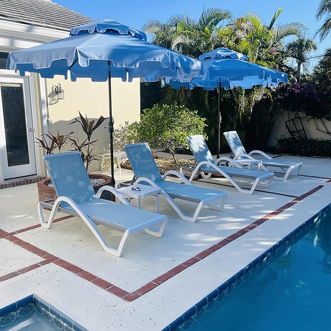 PURPLE LEAF Patio Chaise Lounge Chair Set of 3 Outside Aluminum Plastic by PURPLELEAF