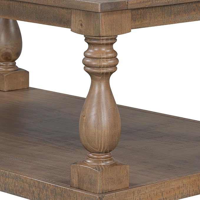Merax Vintage Coffee Table Featuring Artistic Vase Column Legs and Luxurious - Image 4