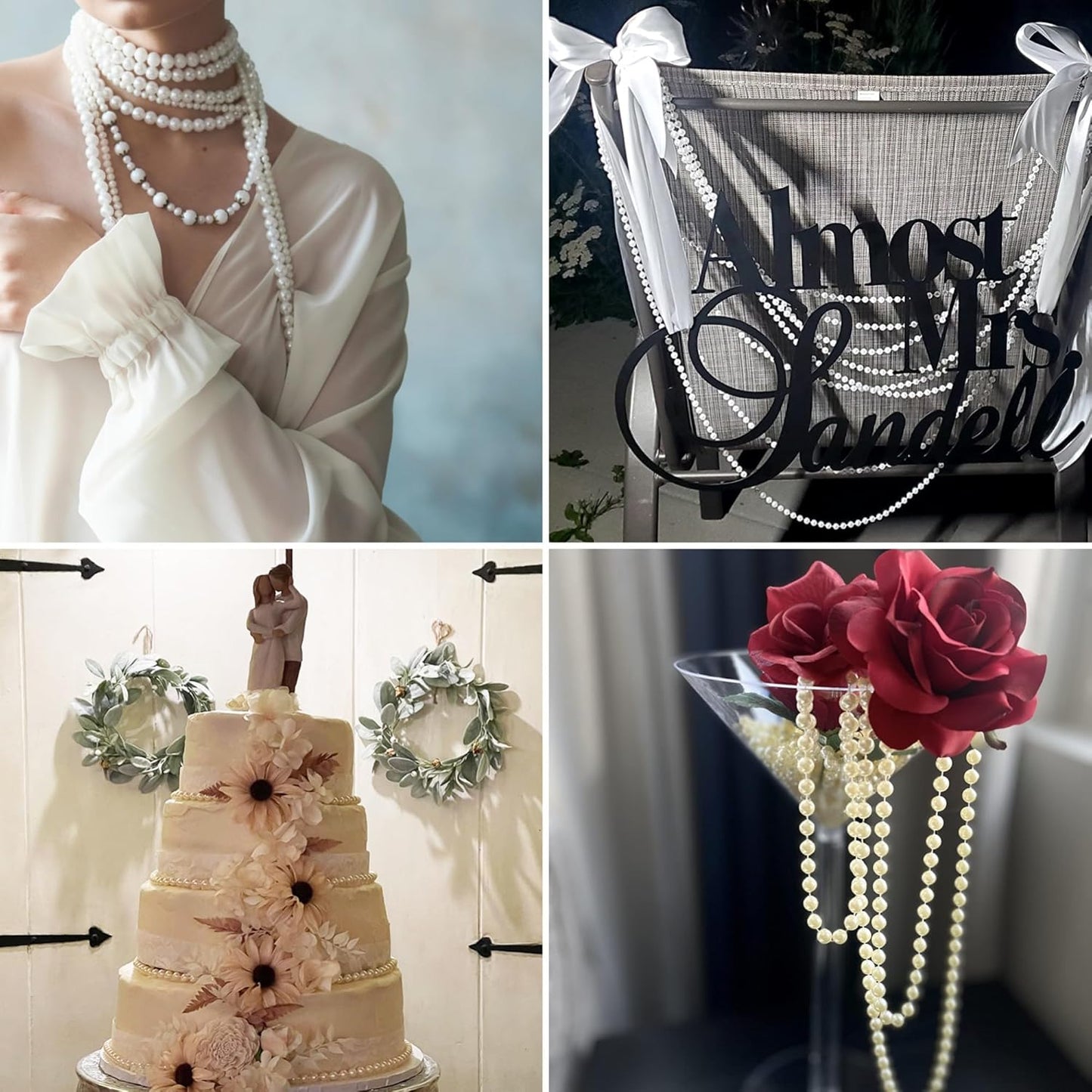 XINHUIDALSQ Craft String of Pearls 6 MM Faux Pearl Beaded,66 Feet Ivory Garland Bead String for Christmas Tree Decorations, Wedding Party Decoration(Ivory, 6mm/20M)