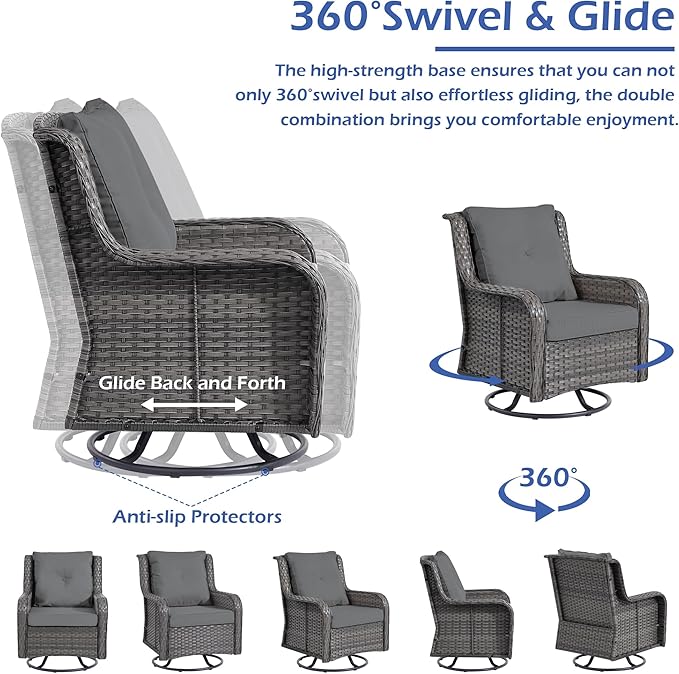 Wumiokio Patio Furniture Sets, 3 Pieces Wicker Outdoor Furniture - Image 4