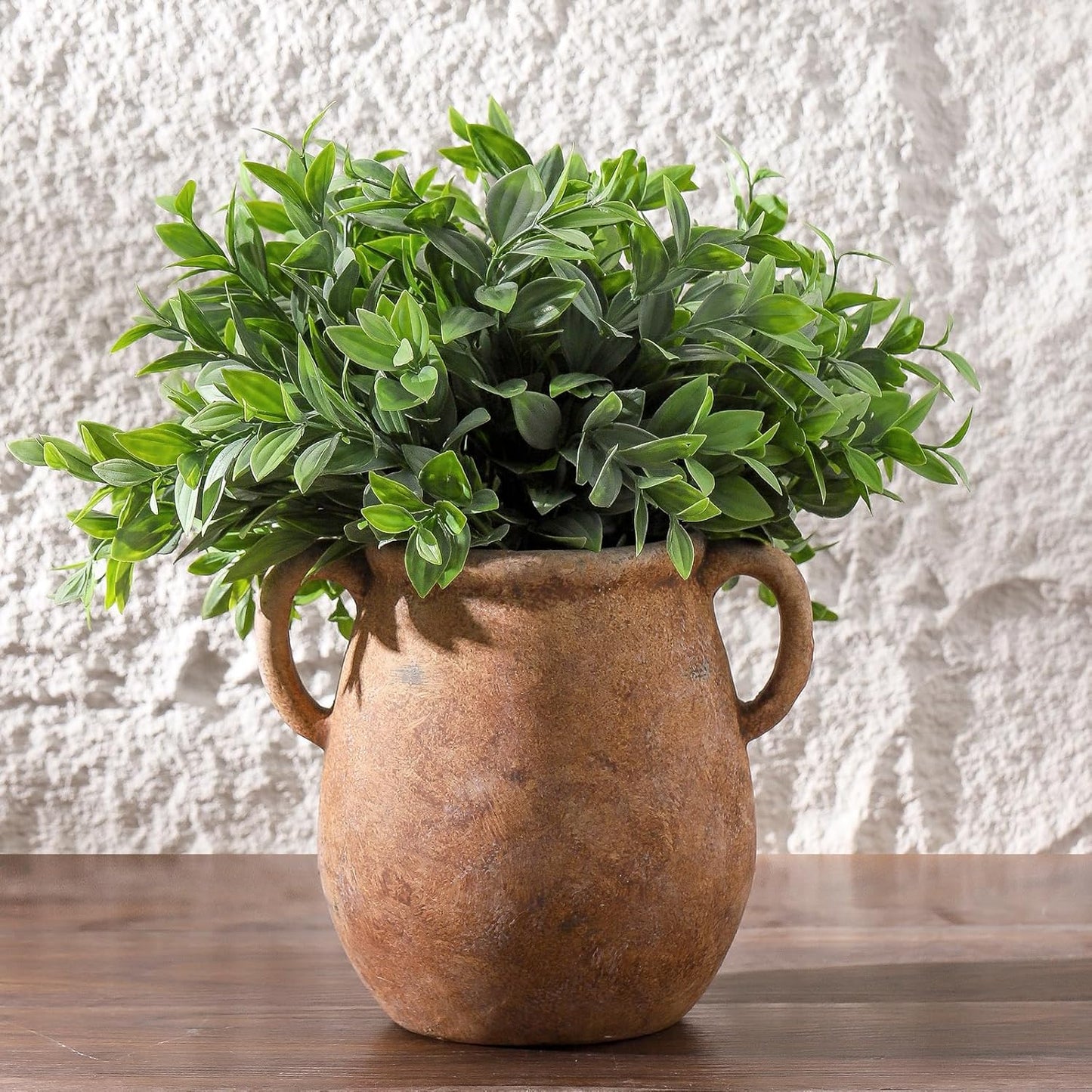 Ceramic Flower Vase Home Decor - 7.1 Inch Rust Table Flowers Vases Living Room Bedroom Plant Decorations Modern Farmhouse Vintage for Kitchen Shelf Office Coffee Dining Desk House Women