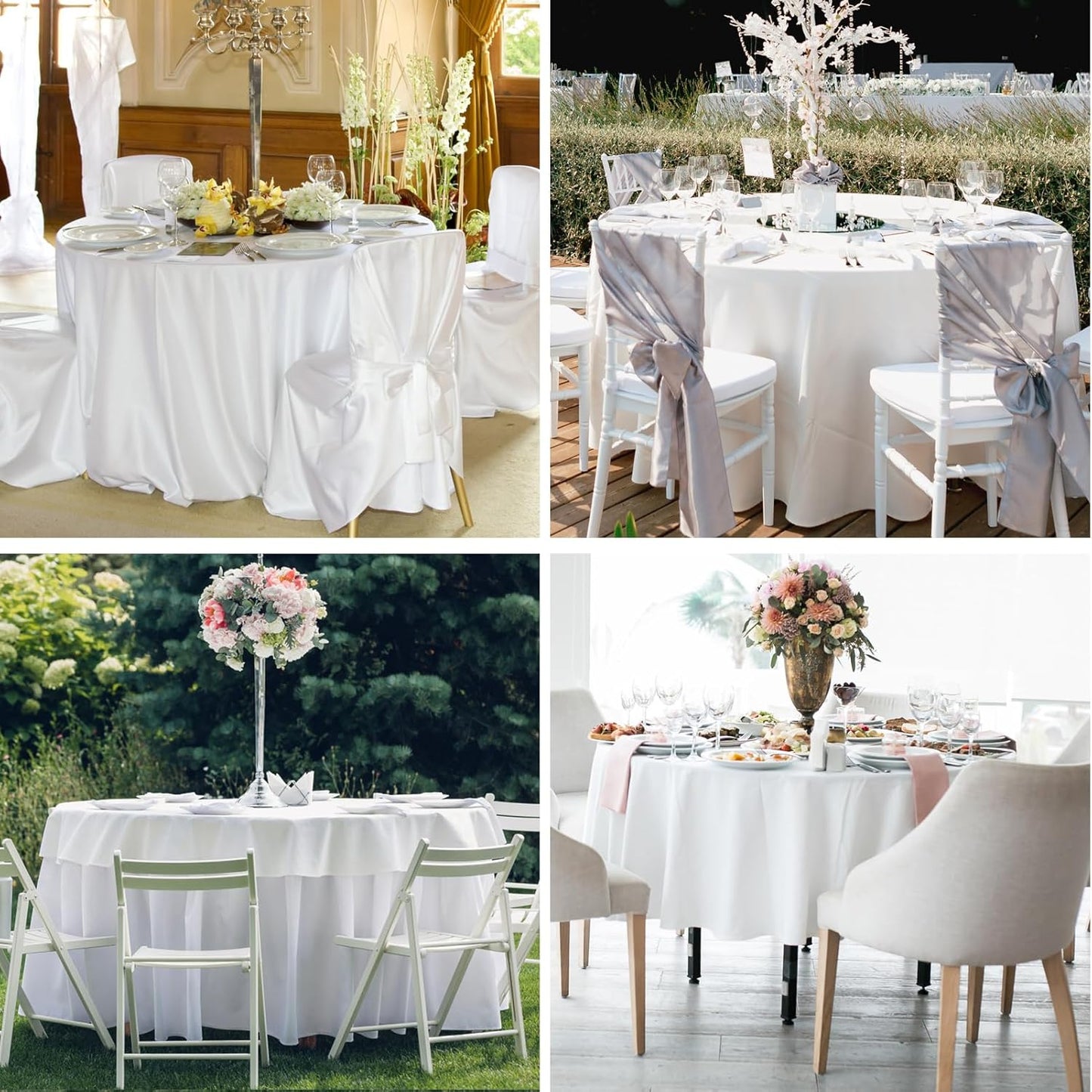 Round Tablecloth 120 Inch 10 Pack White Tablecloths Washable Decorative Linen Polyester Table Clothes Cover for Dining Table Banquets Buffet Parties and Wedding