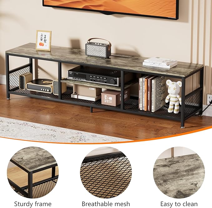 VECELO TV Stand with Power Outlets - Image 6