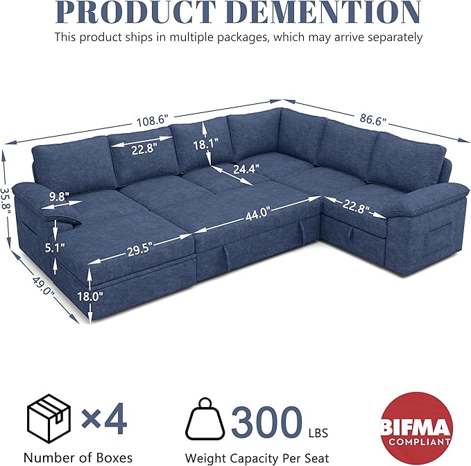 108 Inch Modular Sectional Sofa - Image 3