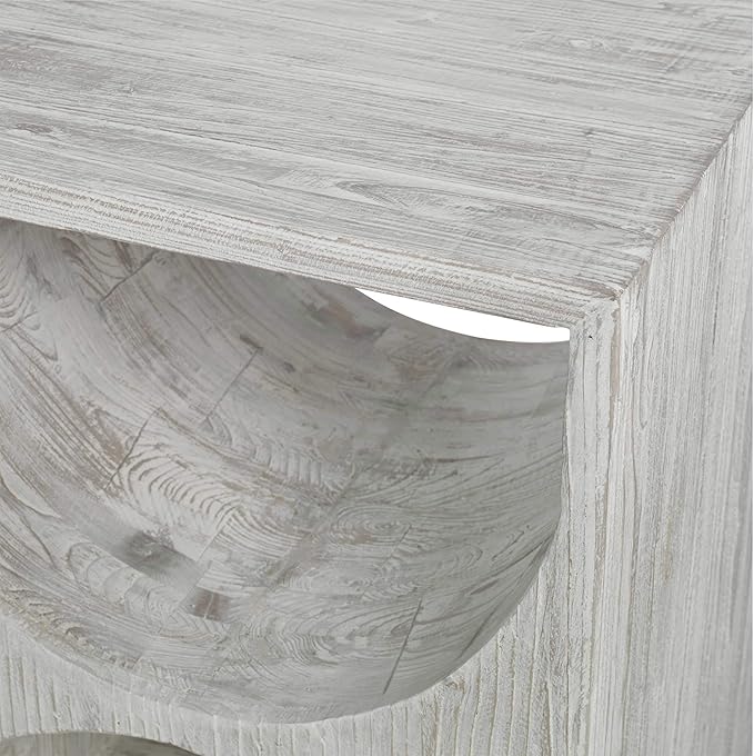 MY SWANKY HOME Elegant Scandi Contemporary Accent Table Solid Wood Distressed - Image 5