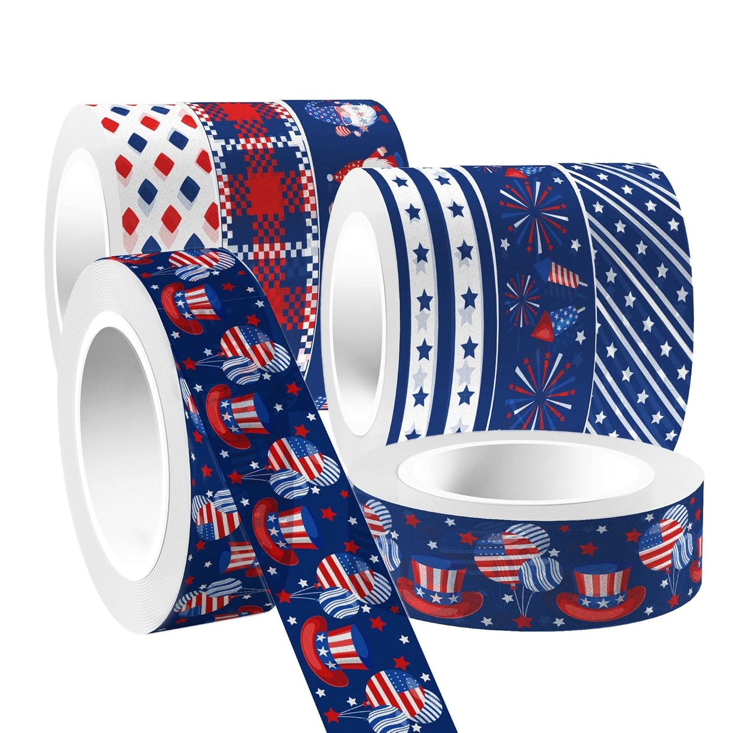 Washi Tape 12 Rolls Washi Tape Set Patriotic Packing Tape American Flag Washi Masking Tape Decorative Paper Stickers Decorative Tape for Gifts Wrapping DIY Art Crafts