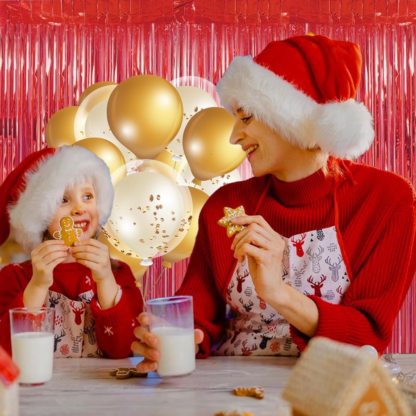 2 Pack 3.28 ft x 6.56 ft Red Tinsel Curtain Party Backdrop - Metallic Foil Tinsel Fringe Backdrop Door Fringe for Halloween, Christmas, Birthday Graduat