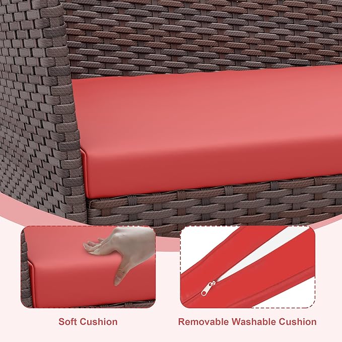 GarveeLife 4-Piece Patio Furniture Set, Rattan Outdoor Furniture - Image 4