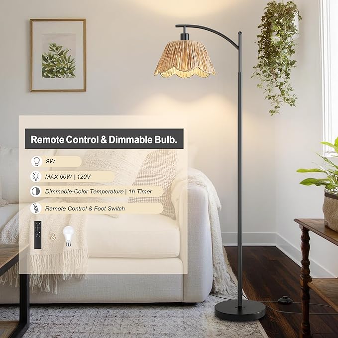 Oneach Boho Floor Lamp with 3 Color Temperatures, Farmhouse Floor Lamps - Image 9