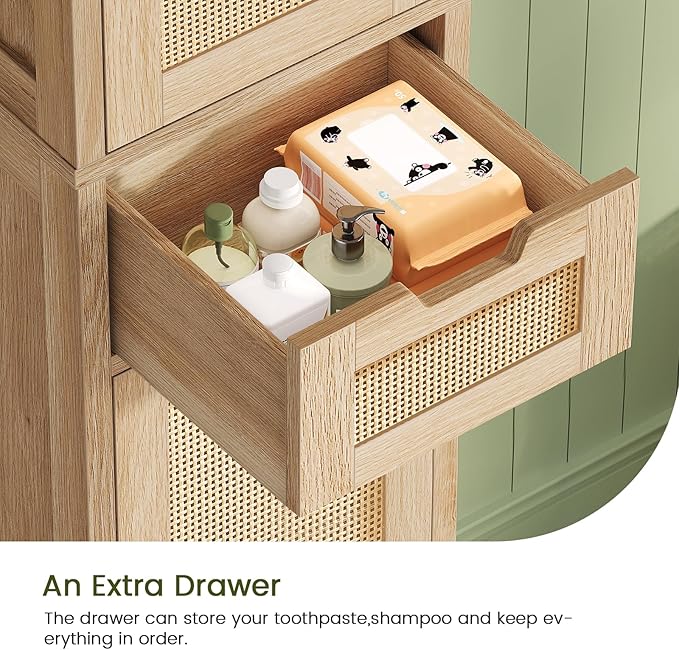 Iwell Tall Bathroom Cabinet, Slim Narrow Storage Cabinet - Image 6