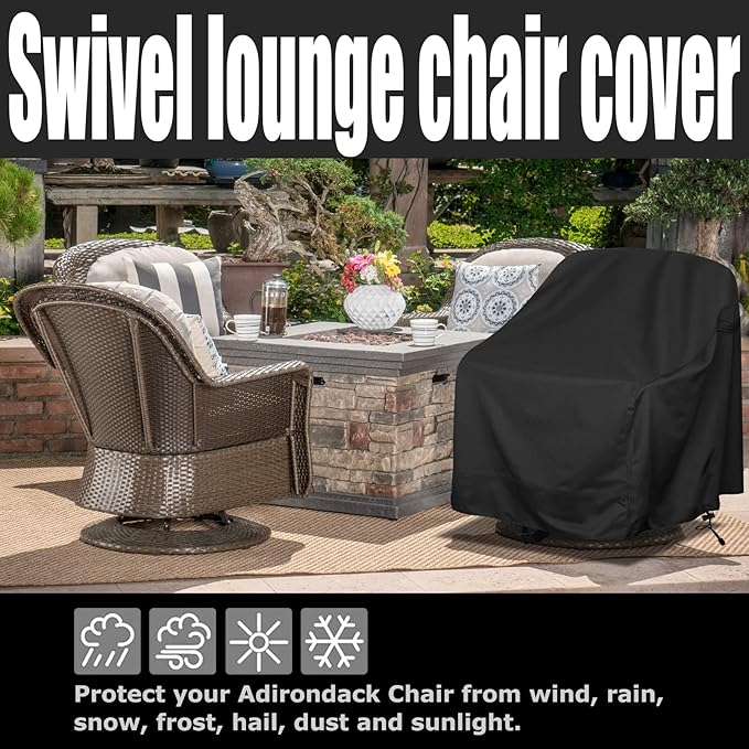 Outdoor Swivel Lounge Chair Cover, Waterproof Heavy Duty Outdoor Chair Covers - Image 5