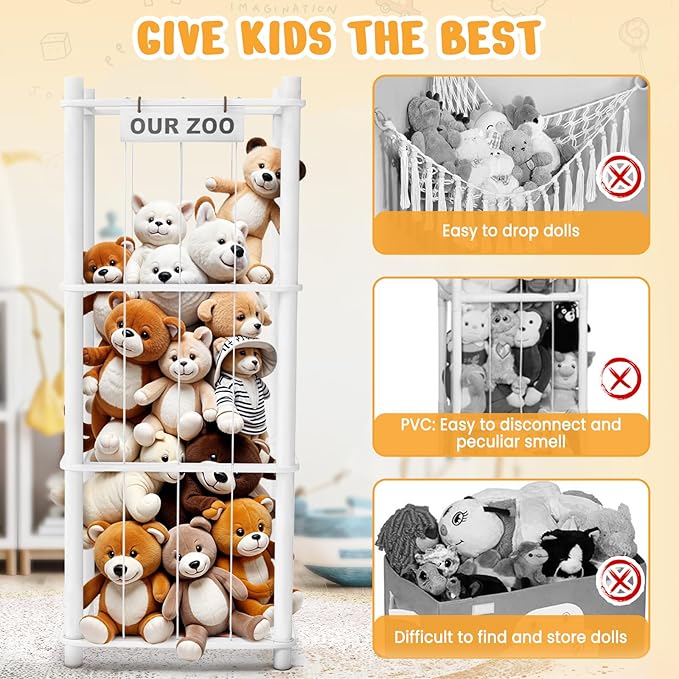 Woodure Stuffed Animal Storage & Organizer, Wooden Cute Zoo Toy Holder - Image 3