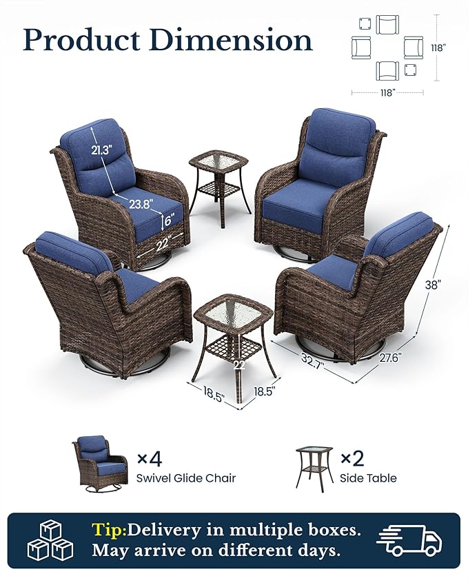 HILLGA 6-Piece Luxury Patio Furniture Set - Image 2