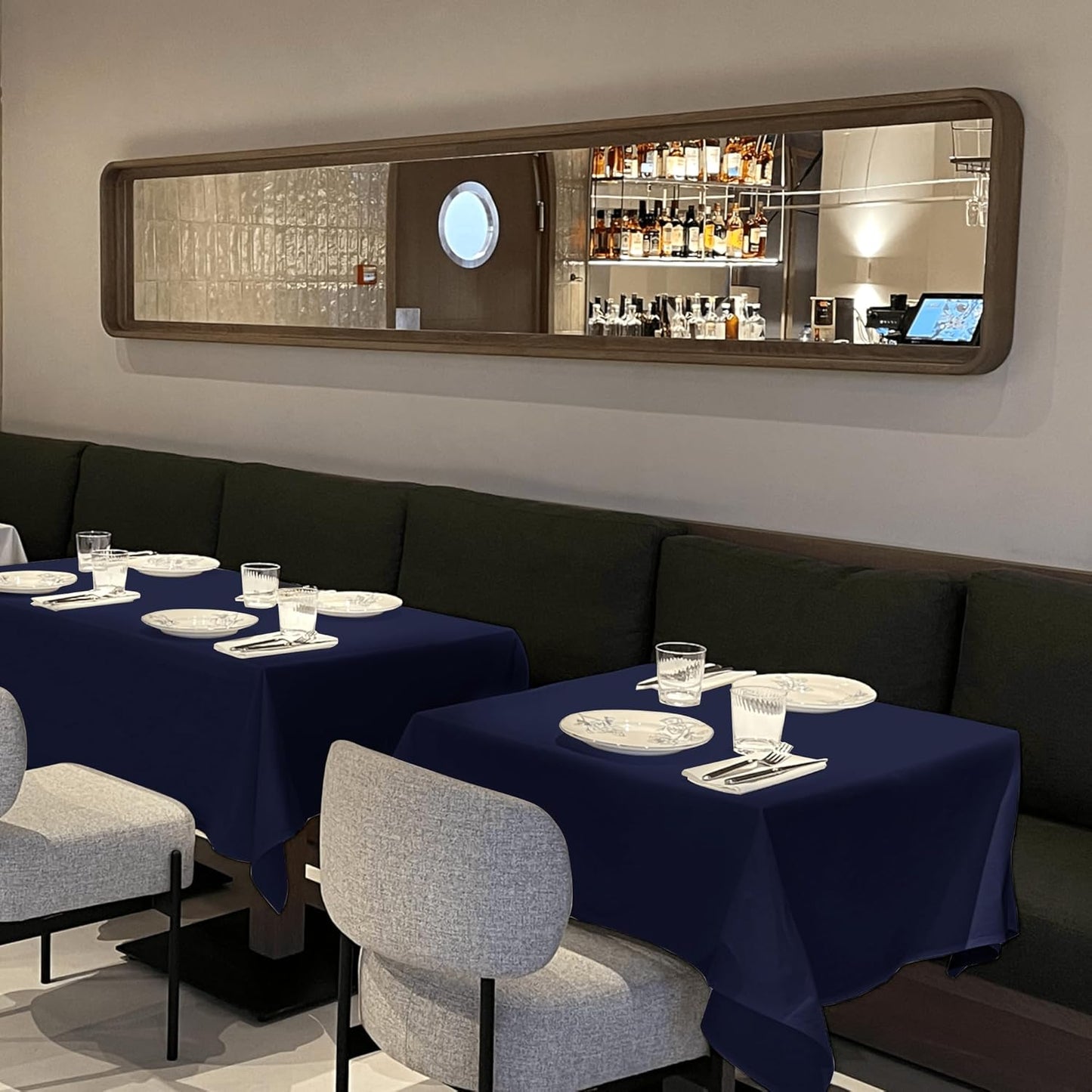 sancua Square Tablecloths 54x54 Inch, 2 Pack - Navy Blue Fabric Table Cloth for Square or Round Tables, Washable Polyester Table Cover for Dinner, Holiday Party, Decorative Display Tables