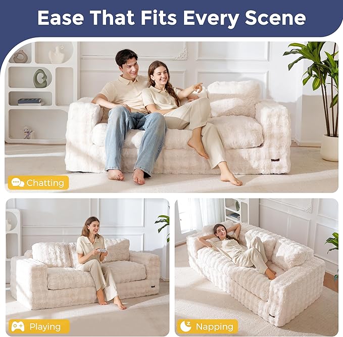 MAXYOYO 3 Seater Sofa for Living Room, Tufted Boneless Couch Bubbled Sofa Couch - Image 4