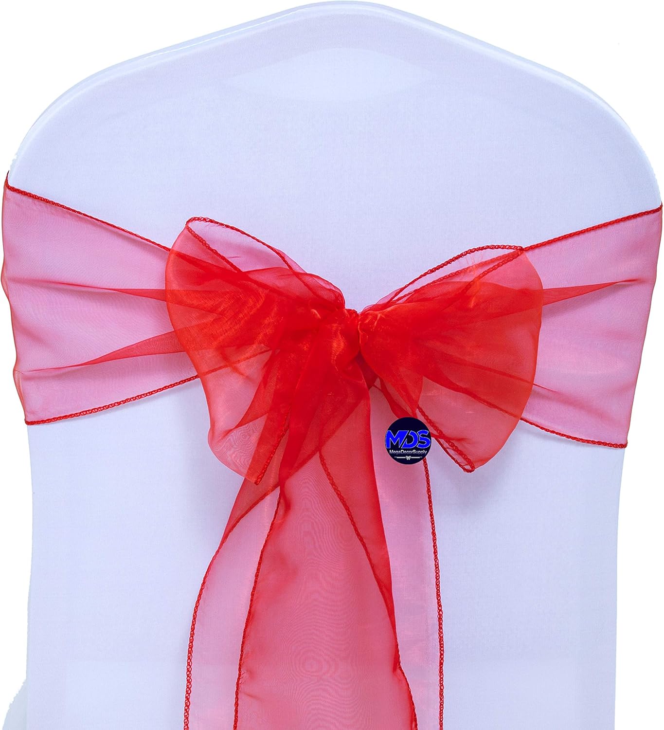 MDS Pack of 300 PCS Organza Chair Sashes Wider Dining Chair Bows Ribbon Tie Back for Wedding Party Birthday Bridal Shower Reception Event Banquet Home Chair Cover Decoration - Red