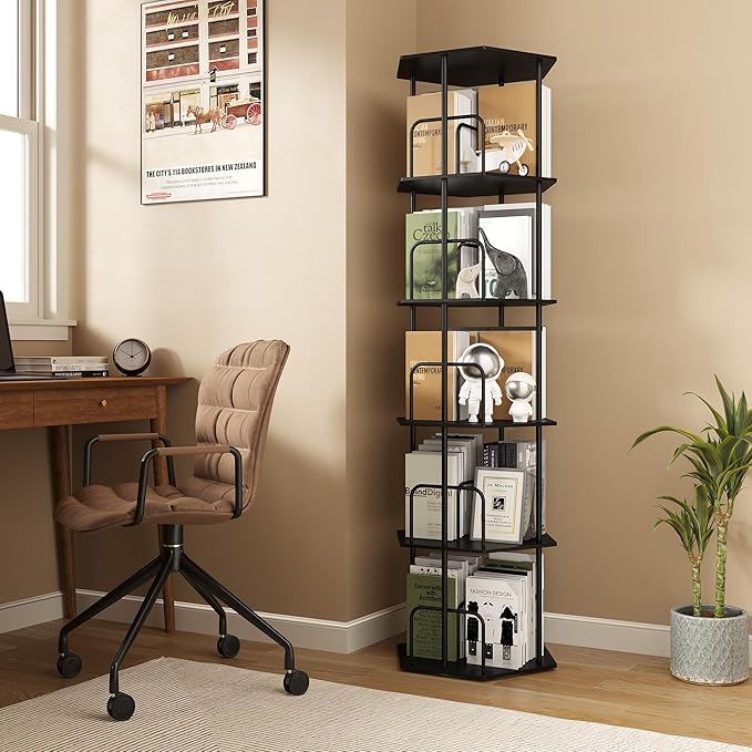SUNMORY 5 Tier Rotating Bookshelf Tower, Revolving 360 ° Spinning Bookcase - Image 6