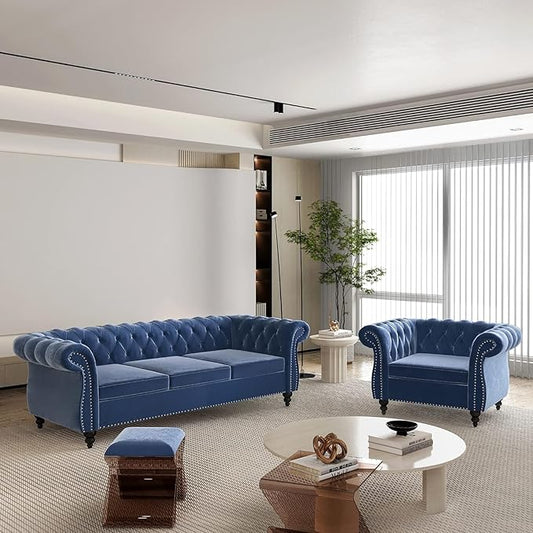 QHITTY 2 Piece Living Room Sofa Set, Sectional Chesterfield Sofa Chair by QHITTYFurnitureLife