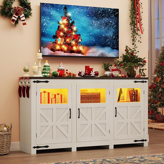 64" Large LED Farmhouse TV Stand - Image 3