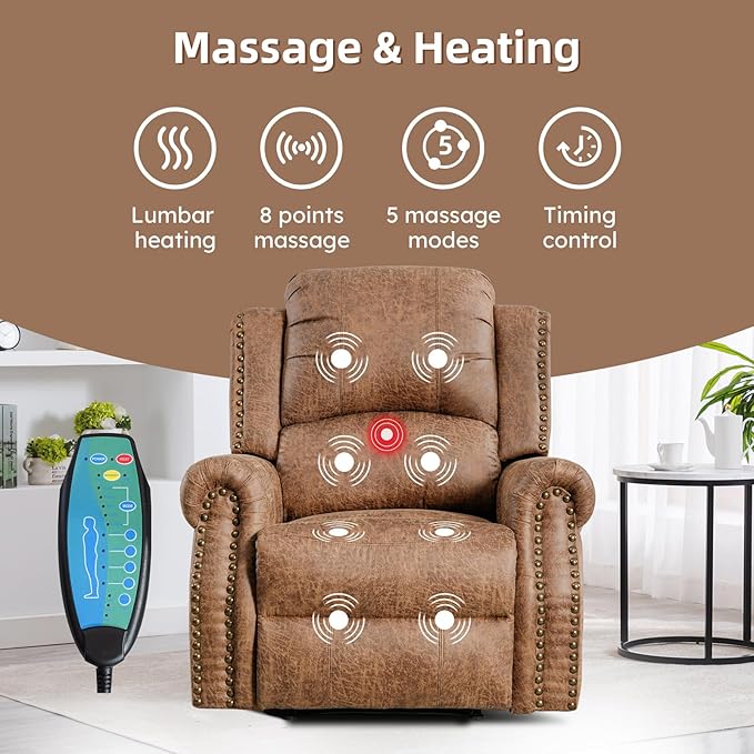 EBELLO Faux Leather Power Recliner Sofa Furniture Set, Included Electric - Image 6